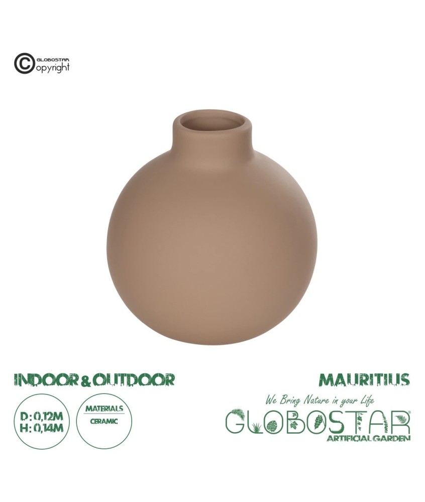 GloboStar® Artificial Garden MAURITIUS 21259 Διακοσμητικό Κεραμικό Βάζo ΚαφέΠ12 x Μ12 x Υ14 cm